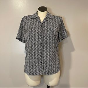 SALE: Silky Retro Button Up XL by Notations Black/White